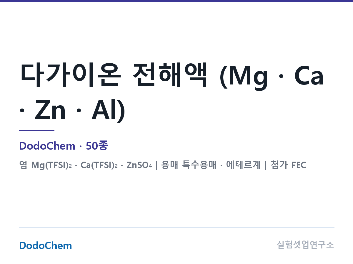 다가이온 전해액 (Mg · Ca · Zn · Al) — DodoChem