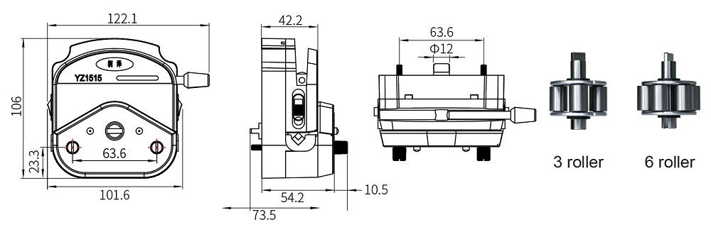 YZ1515X · YZ2515X 외형 치수 (제조사 자료)