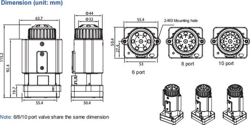 포트 수별 유로 구성 — Position A / Position B